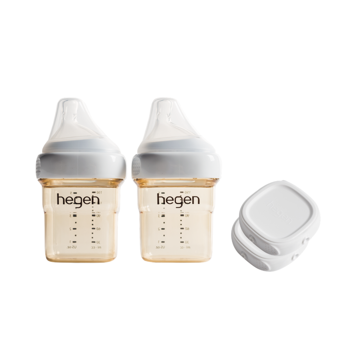 Hegen ベビーボトル 150ml 2個入り＆ フードストッカー用ふた 2個付き セット（ホワイト)