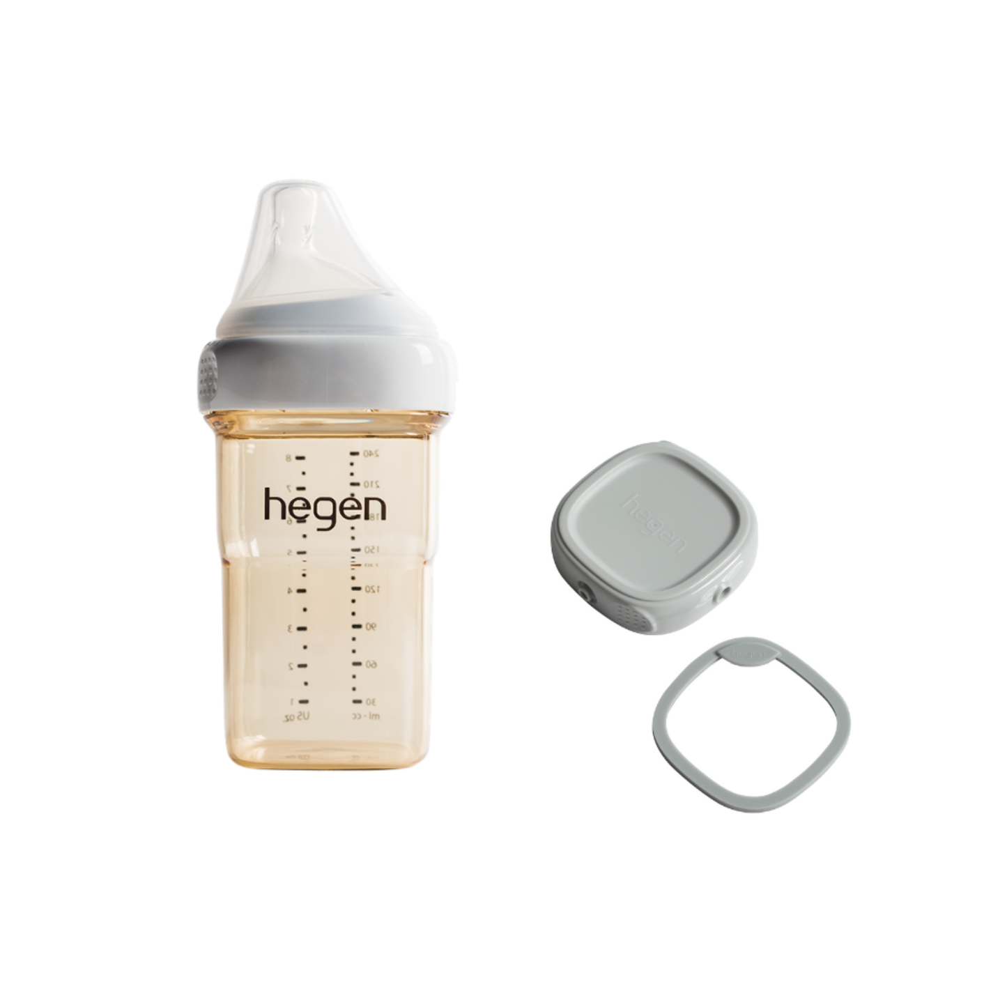 Hegen ベビーボトル 240ml ＆ フードストッカー用ふた セット (グレー）
