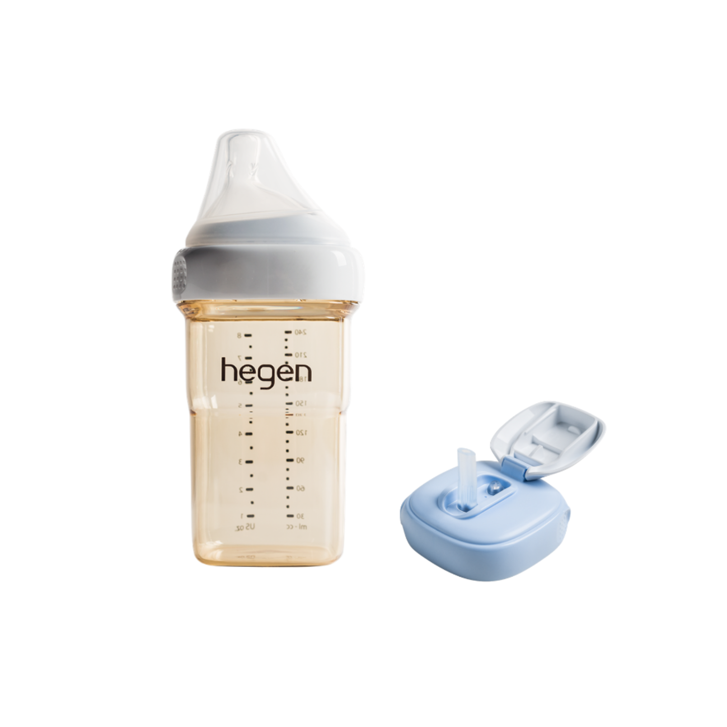 Hegen ベビーボトル 240ml ＆ ストローマグ用キャップ セット (ブルー）