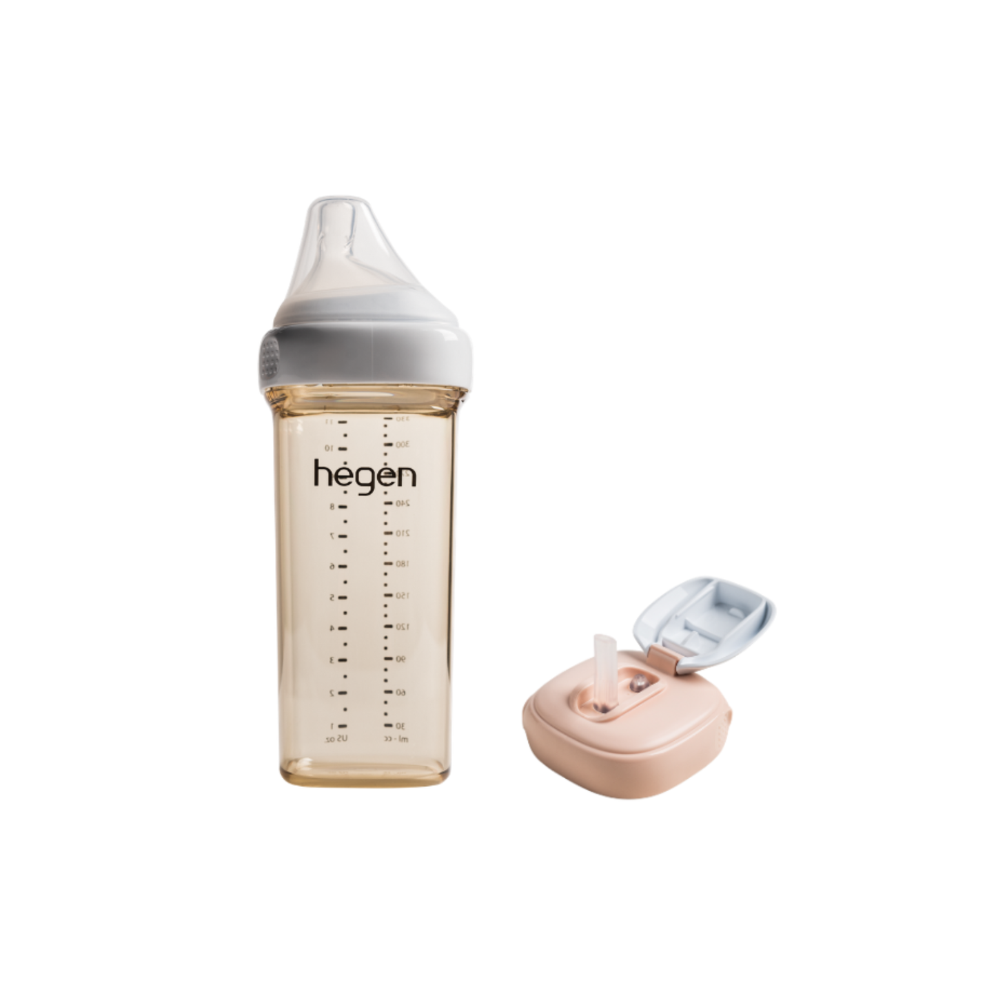 Hegen ベビーボトル 330ml ＆ ストローマグ用キャップ セット （ピンク）