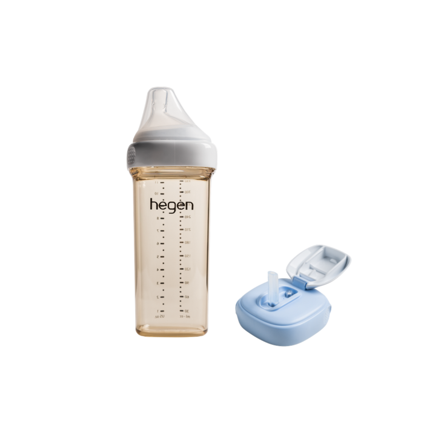 Hegen ベビーボトル 330ml ＆ ストローマグ用キャップ セット （ブルー）